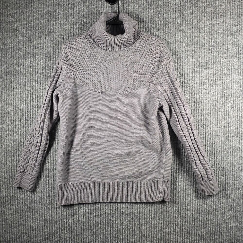 Alfani Gray‎ Cable Knit Turtleneck Sweater Womens M Cozy